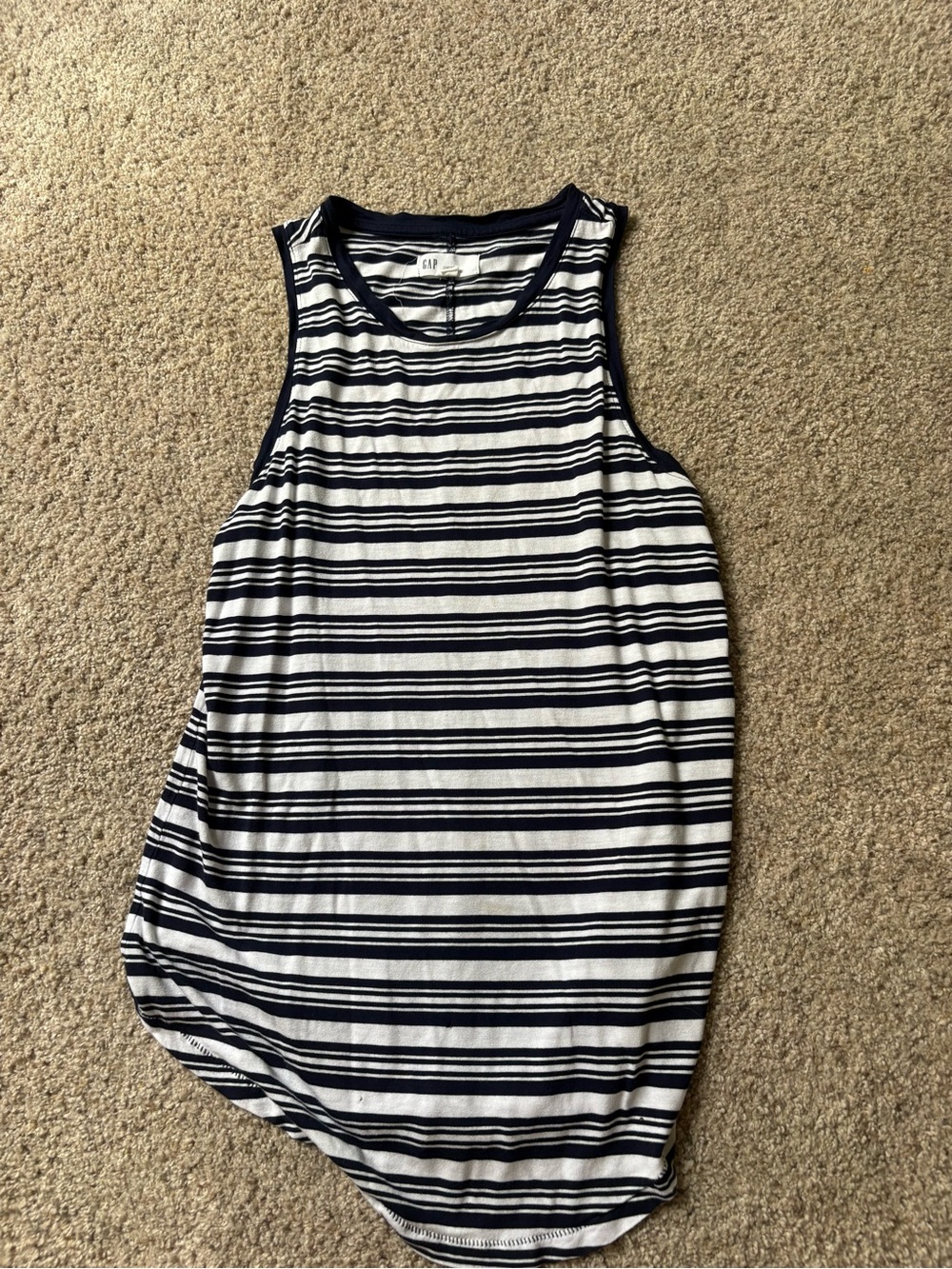 GAP Women’s XS Blue & White Striped Racerback Tank Top Sleeveless Round Neck